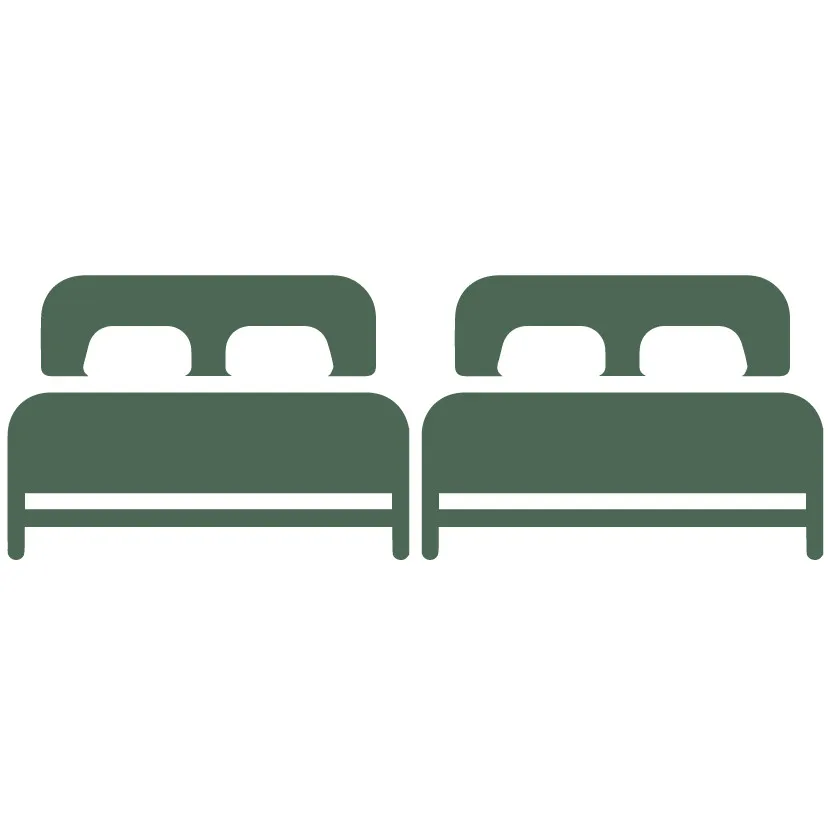 Two green bed icons side by side